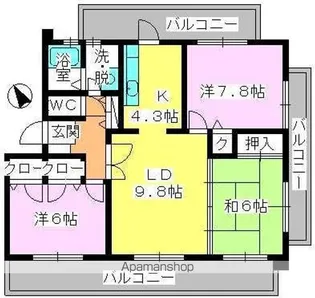 スカイヒルズ6【2階】の間取り