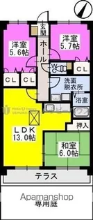 プレステージ塔原【1階】の間取り