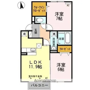 WIT盛南II【1階】の間取り