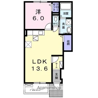 ヴィラ リヴィエール B【1階】の間取り