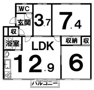 北海道帯広市新町西4丁目【マンション】の間取り
