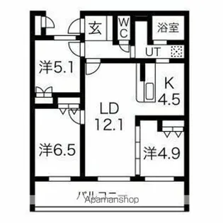 アクレール小笹南坂【4階】の間取り