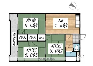 福岡県北九州市小倉南区中曽根1丁目【マンション】の間取り