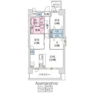 スプランディッド難波VII【10階】の間取り