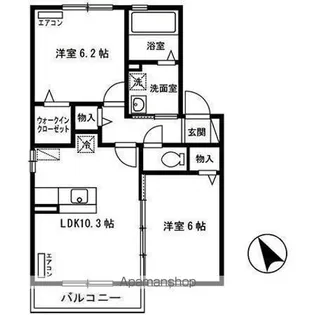 ボヌール・ヒルズ 市名坂 E【2階】の間取り