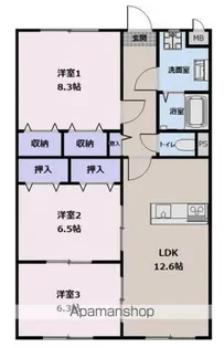 ライスガーデン【1階】の間取り
