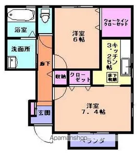 ブルックスタウンB棟【102号室】の間取り