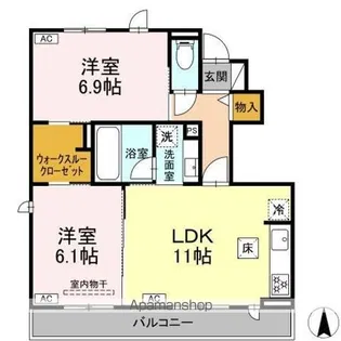 アトールテラス辻町【1階】の間取り