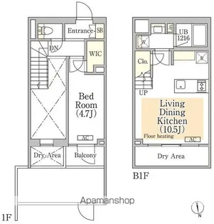 イプセ神楽坂【1階】の間取り
