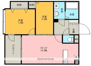 グランパーク天神B棟【5階】の間取り