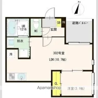 コロンヤマシナ【302号室】の間取り