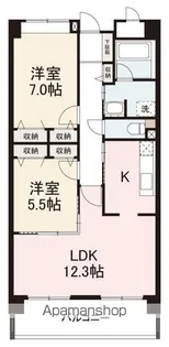 ラルジュ玉藻【702号室】の間取り