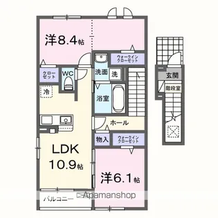 ソレイユ馬場山緑【202号室】の間取り