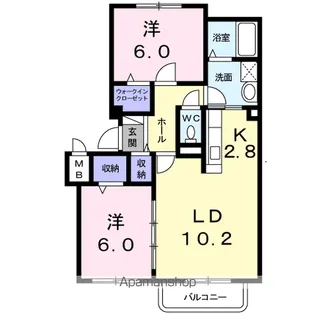 キャトルセゾンA【4階】の間取り