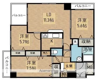 平清上所【603号室】の間取り