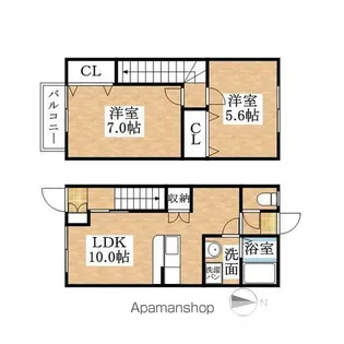 愛知県北名古屋市西之保犬井【テラスハウス】の間取り