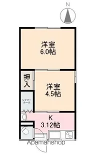 笠井荘【1F東号室】の間取り