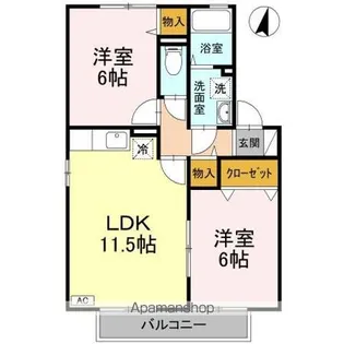 ウェルフェア櫛梨【2階】の間取り