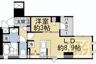ローレルアイ京都四条大宮【6F号室】の間取り