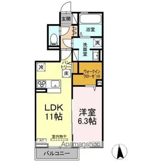 セレスティア鳴神【1階】の間取り