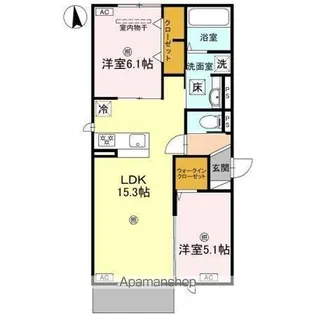 パサログランデ中安井【101号室】の間取り