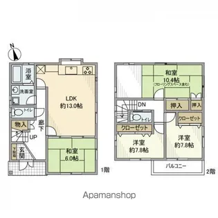 神奈川県横浜市保土ケ谷区峰岡町1丁目【一戸建】の間取り