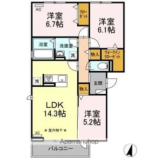 オリエントソレイユ2【3階】の間取り