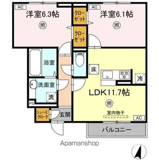 エミネント・グラン【1階】の間取り