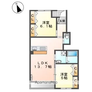 プランタン雅【1階】の間取り