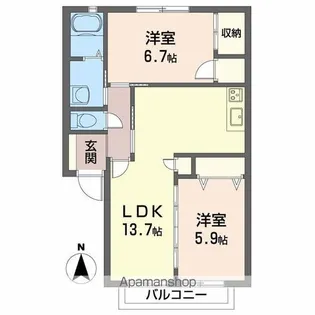 ダイヤモンドハイツ【2階】の間取り