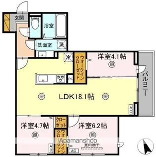 DーKISARIA WIII【3階】の間取り
