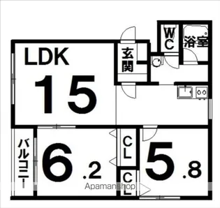 第一ハウス壱番館【1-B号室】の間取り