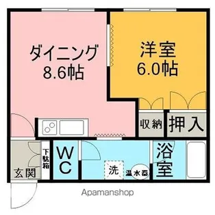 北海道網走市北二条西2丁目【アパート】の間取り