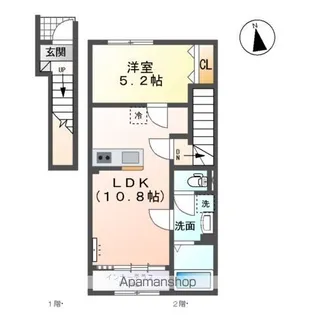 西五城新築アパート【2階】の間取り