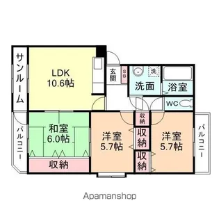 やかたマンション弐番館【2階】の間取り