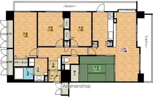 ファミールハイツ泉大津セントハーバーシティ六番館【1312号室】の間取り