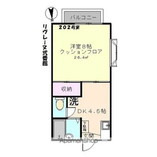 リヴレーヌ弐番館【202号室】の間取り