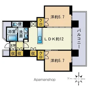 ハビテ下到津【6階】の間取り