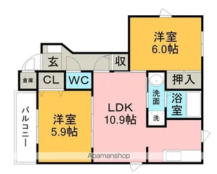 バーシア北崎【1階】の間取り