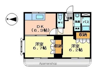 ハウスソレイユ【203号室】の間取り