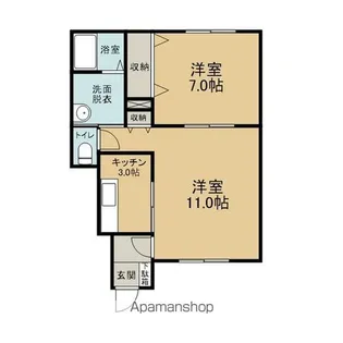 おりーぶA【102号室】の間取り