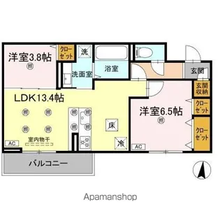 クランツ北井門B【1階】の間取り