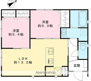 クインテット土生【A号室号室】の間取り
