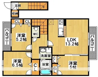 シャーメゾン和郷B【2階】の間取り
