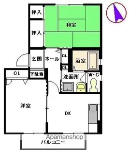パルモ B棟【201号室】の間取り