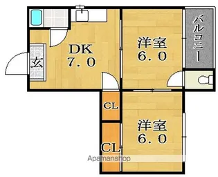 大和川パピレス【4階】の間取り
