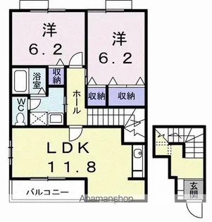 フォンテーヌB【2階】の間取り