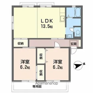 レヴールK Ⅰ・Ⅱ【Ⅱ 101号室】の間取り