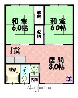 9条コーポ【102号室】の間取り