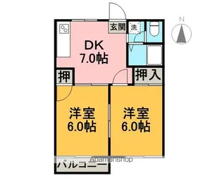 ハイツ向陽B【202号室】の間取り